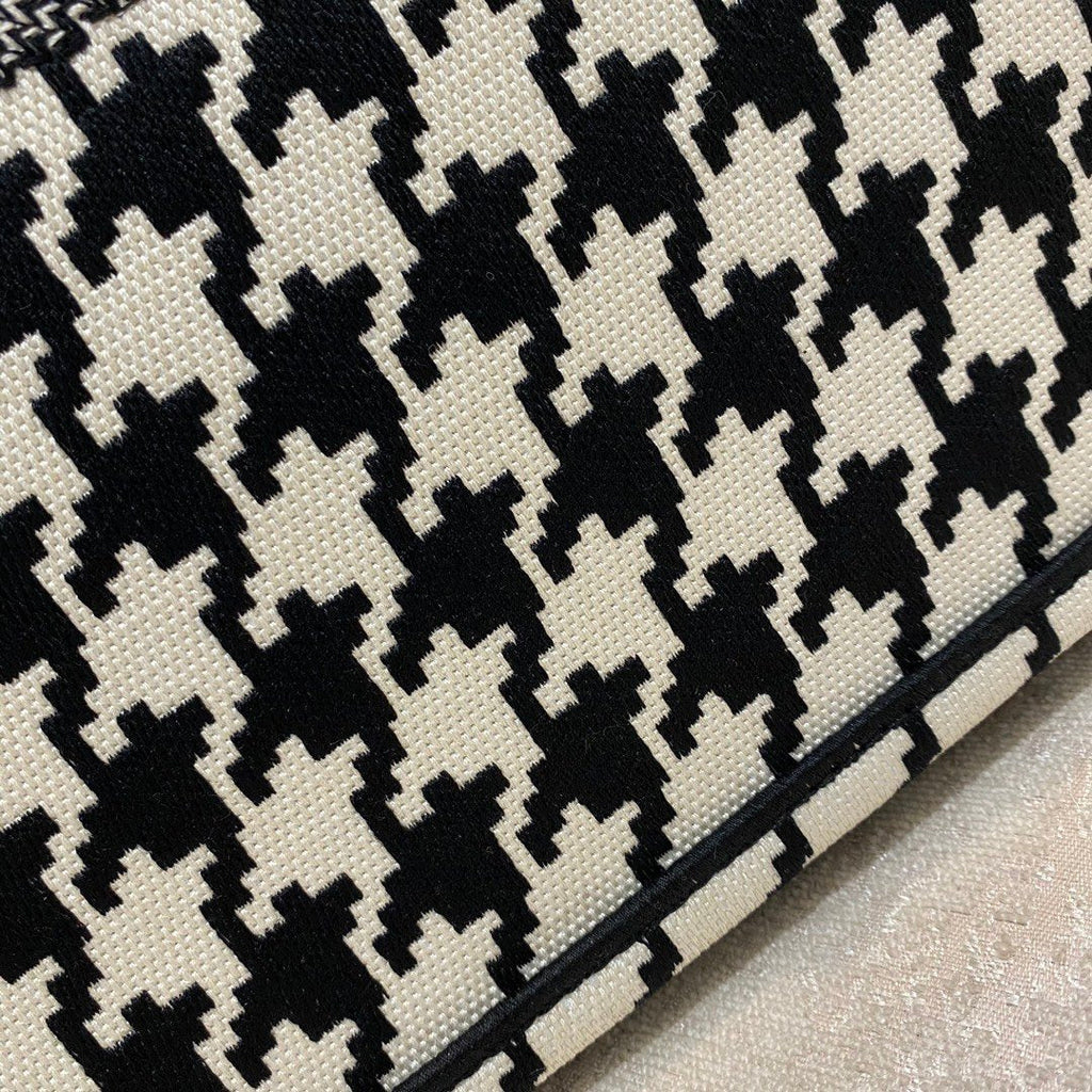 Large Book Tote Black Houndstooth Embroidery, Black/White, For Women Women Handbags, Shoulder Bags, 42cm CD
