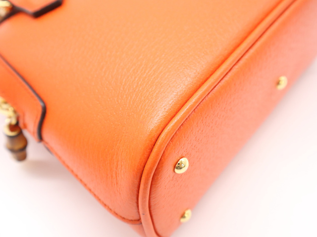 Gucci Diana Nm Bamboo Handle Tote Leather Orange Leather Handbag (Pre-Owned)