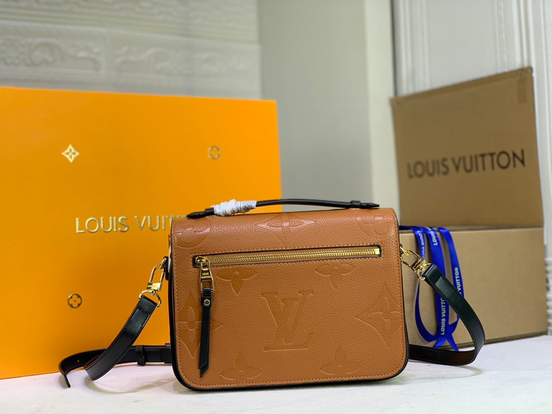 Louis Vuitton Pochette Metis Monogram Empreinte Caramel For Women,  Shoulder And Crossbody Bags 9.8in/25cm Louis Vuitton