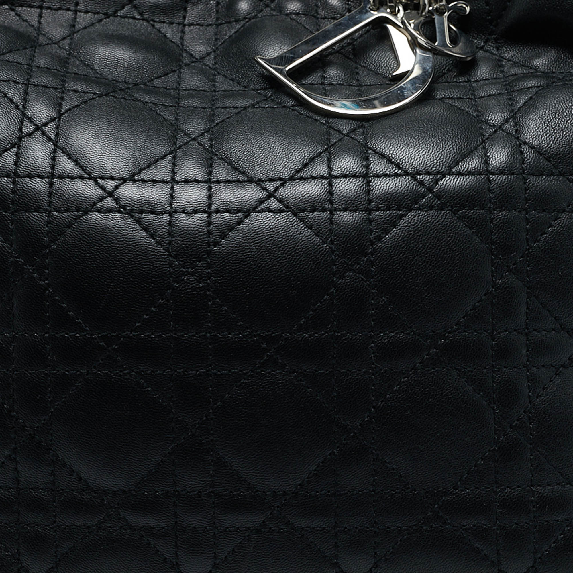 Dior Black Cannage Quilted Leather Soft Lady Dior Tote