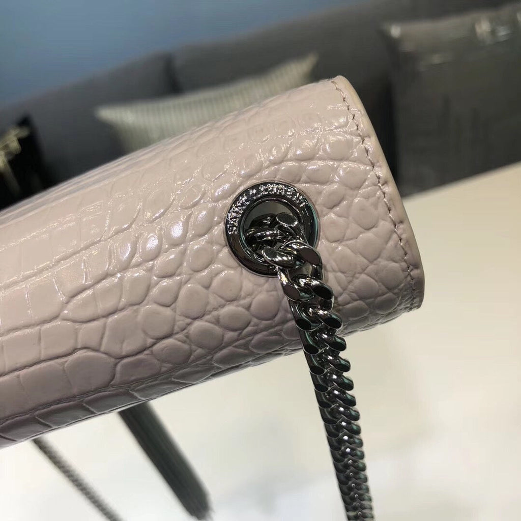 Top Quality Kate Small Chain Bag With Tassel In Embossed Beige For Women 7.8in/20cm YSLÂ 