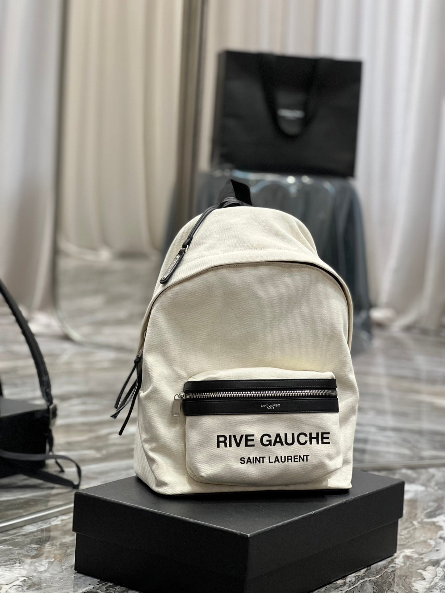 Top Quality City Backpack In Canvas Unisex For Women 13.8in/35cm White YSL