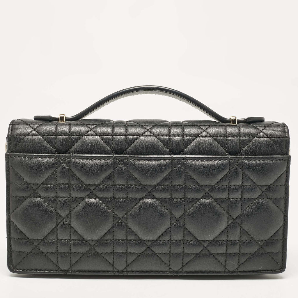 Dior Black Cannage Leather Mini My Dior Top Handle Bag