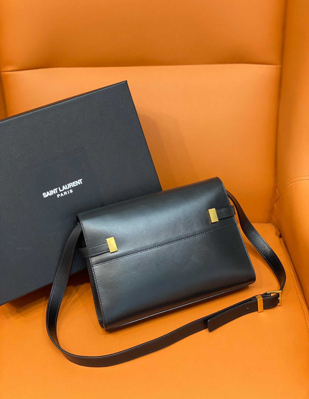 YSSL Manhattan Small Shoulder Bag Black For Women 9in/24cm YSL 6756260SX0W1000