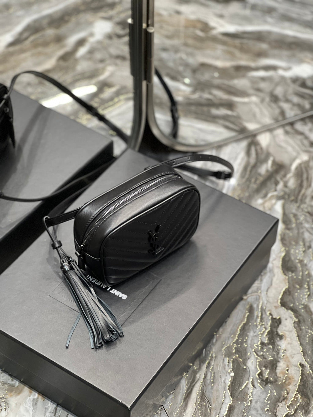 Top Quality Lou Belt Bag Black In MatelassÃ© Black Metal Hardware For Women 6.1in/15cm YSL 534817DV7081000