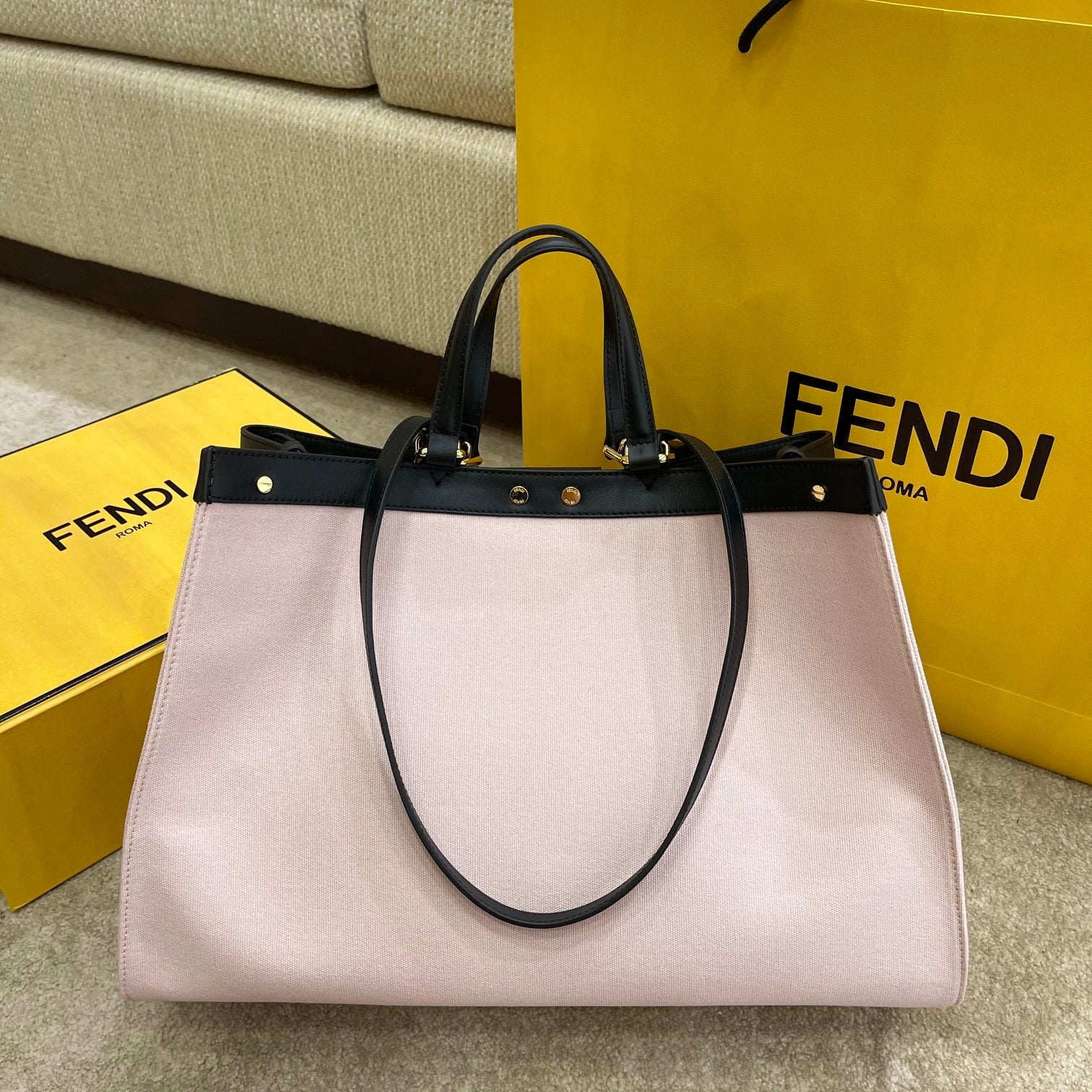 Peekaboo X-tote Bag Pink Canvas For Women, Women’s Handbags, Shoulder Bags 16.1in/41cm FF 8BH374