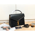 YSSL Cassandra Medium Top Handle Bag In Grain Black For Women 9in/24.5cm YSL 623931BOW0W1000