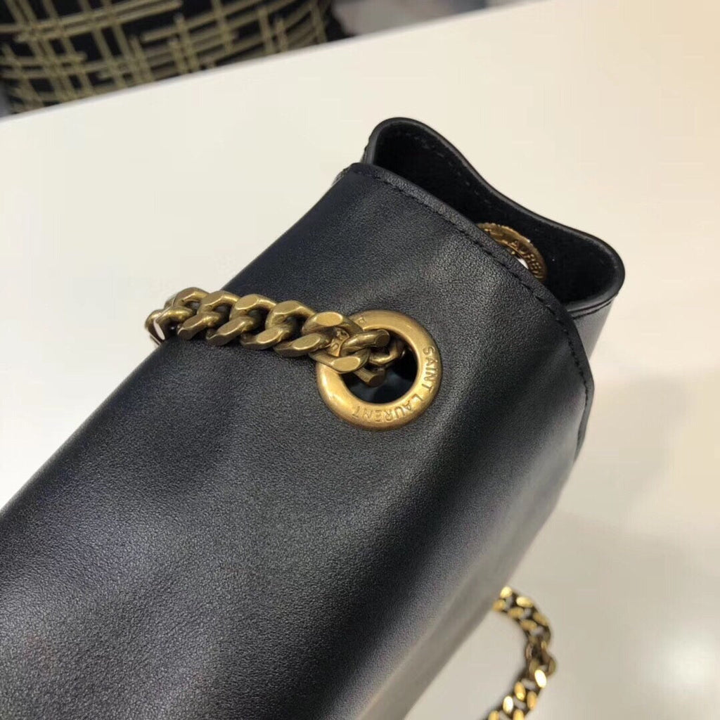 YSSL Kate Medium Chain Bag In Grain De Poudre Black For Women 9in/24cm YSL 364021BOW0J1000