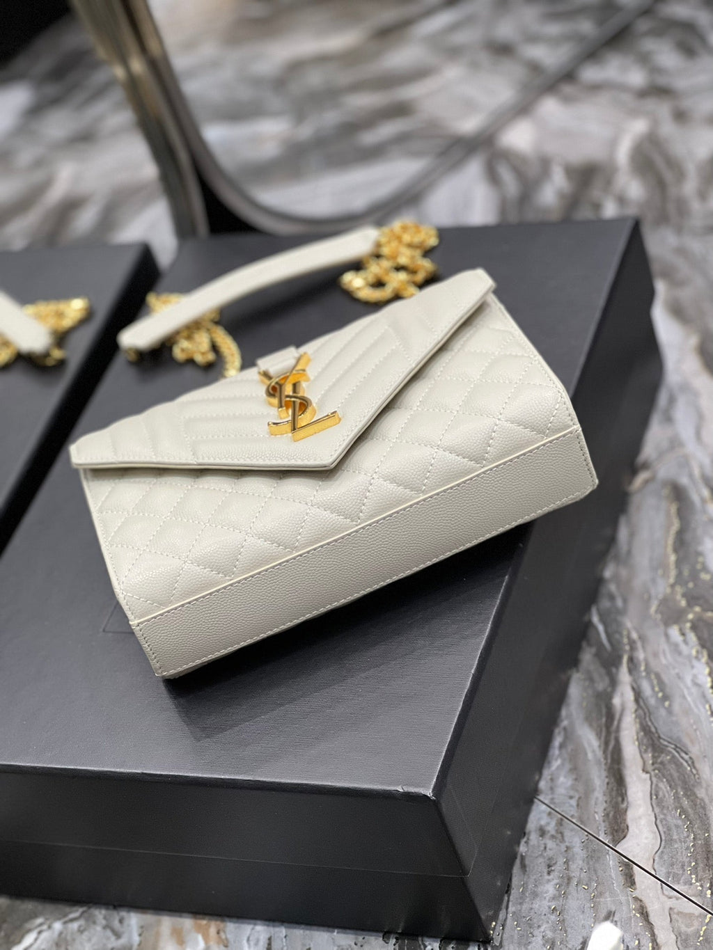 YSSL Small Bag White In Mix Matelasse For Women 8in/21cm YSL 600195BOW919207