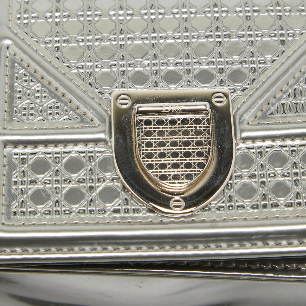 Dior Silver Cannage  Leather Baby Diorama Chain Bag