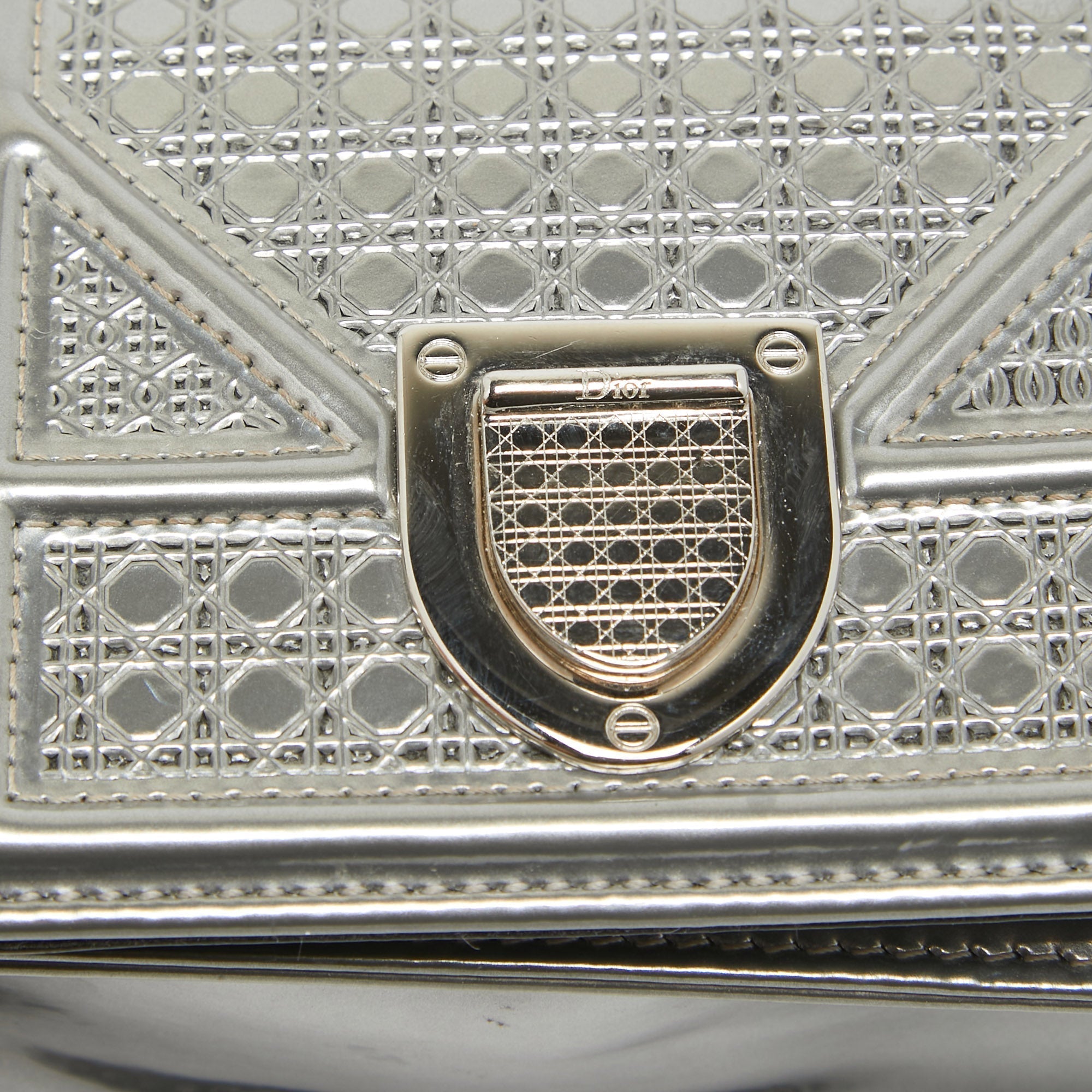 Dior Silver Cannage  Leather Baby Diorama Chain Bag