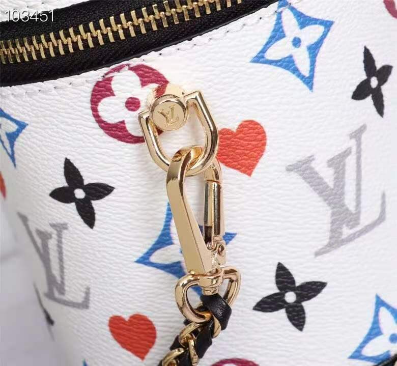 Louis Vuitton Vanity PM Bag Game On Monogram Canvas White By Nicolas Ghesquiere For Women, WomenÃƒÂ¢Ã¢â€šÂ¬Ã¢â€žÂ¢s Handbags, Shoulder And Crossbody 7.5in/19cm Louis Vuitton M57458