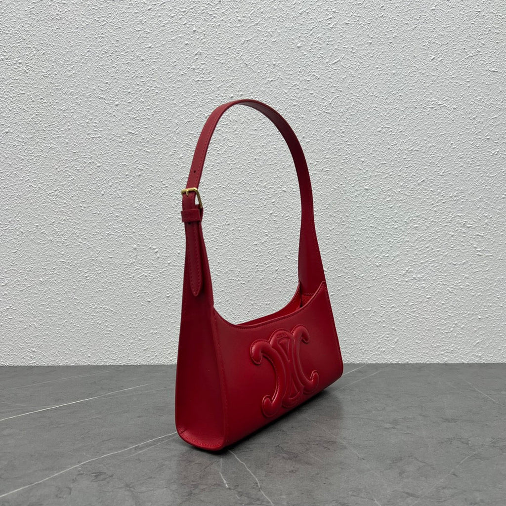 Celine Cuir Triomphe Shoulder Bag Red For Women 9.4in/24cm