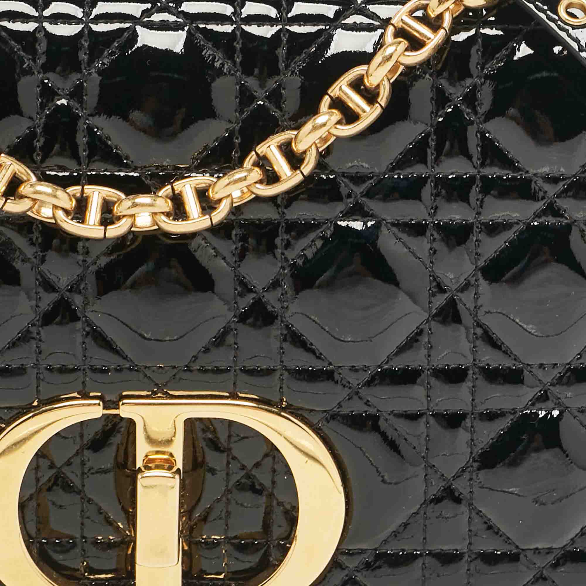 Dior Black Cannage  Leather Medium Caro Shoulder Bag