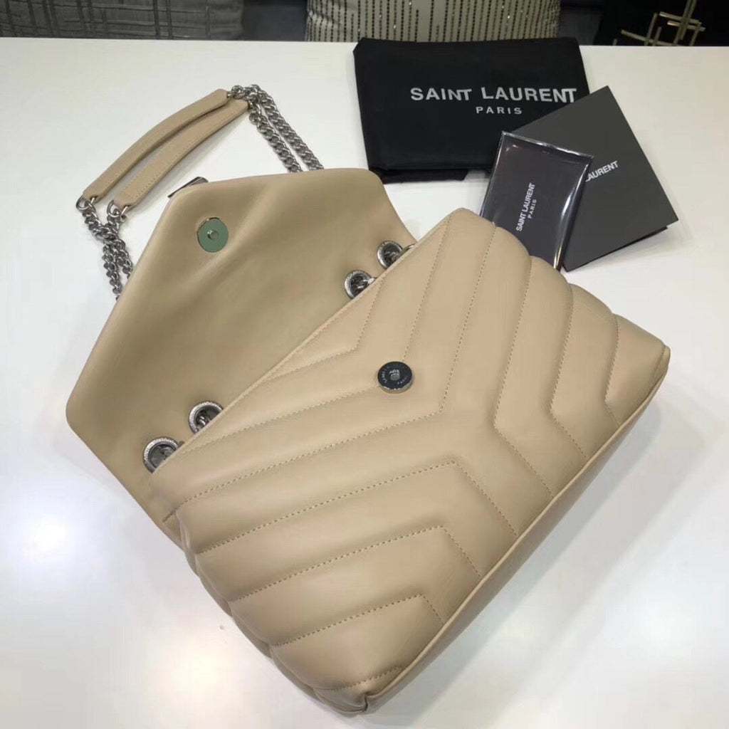 Top Quality Loulou Small Chain Bag In MatelassÃ© "Y" Beige For Women 9.8in/23cm YSLÂ 