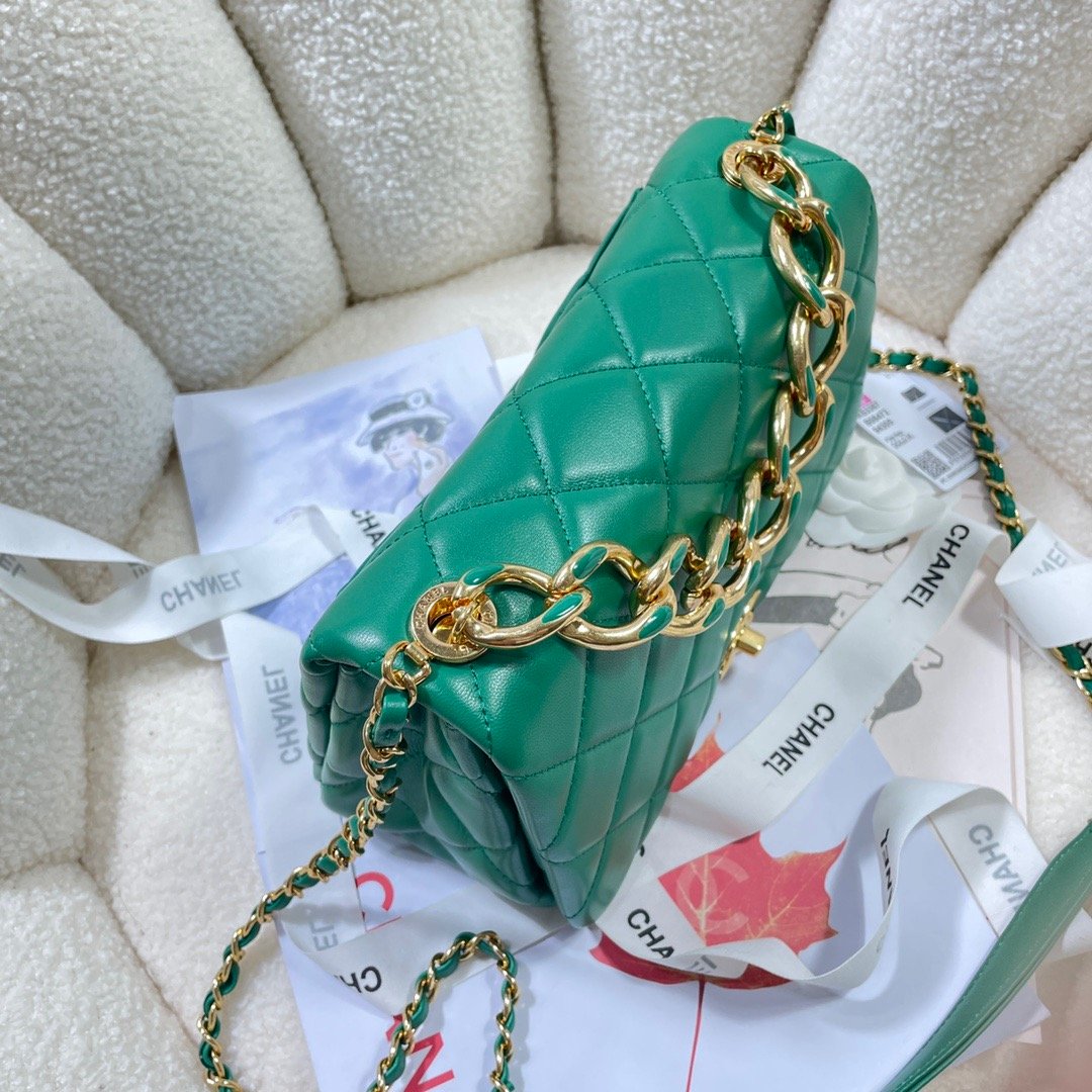 ChanelLarge GlamIap Bag Gold Hardware Green For Women Handbags, Shoulder Bags 9.1in/23cm AS3367