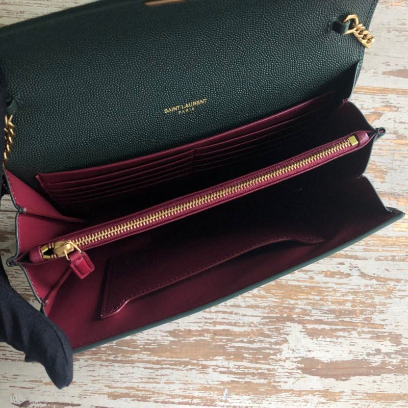 Saint Laurent Cassandra Flap-Front Crossbody Bag Dark Green For Women 8.7in/22cm YSL