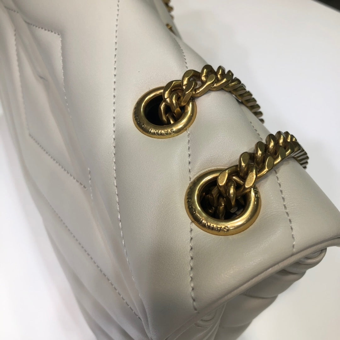 Top Quality Loulou Small Chain Bag In MatelassÃ© "Y" White For Women 9.8in/23cm YSL 494699DV7279207