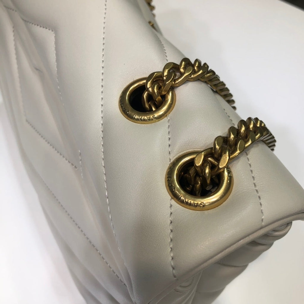 YSSL Loulou Small Chain Bag In MatelassÃ© "Y" White For Women 9.8in/23cm YSL 494699DV7279207
