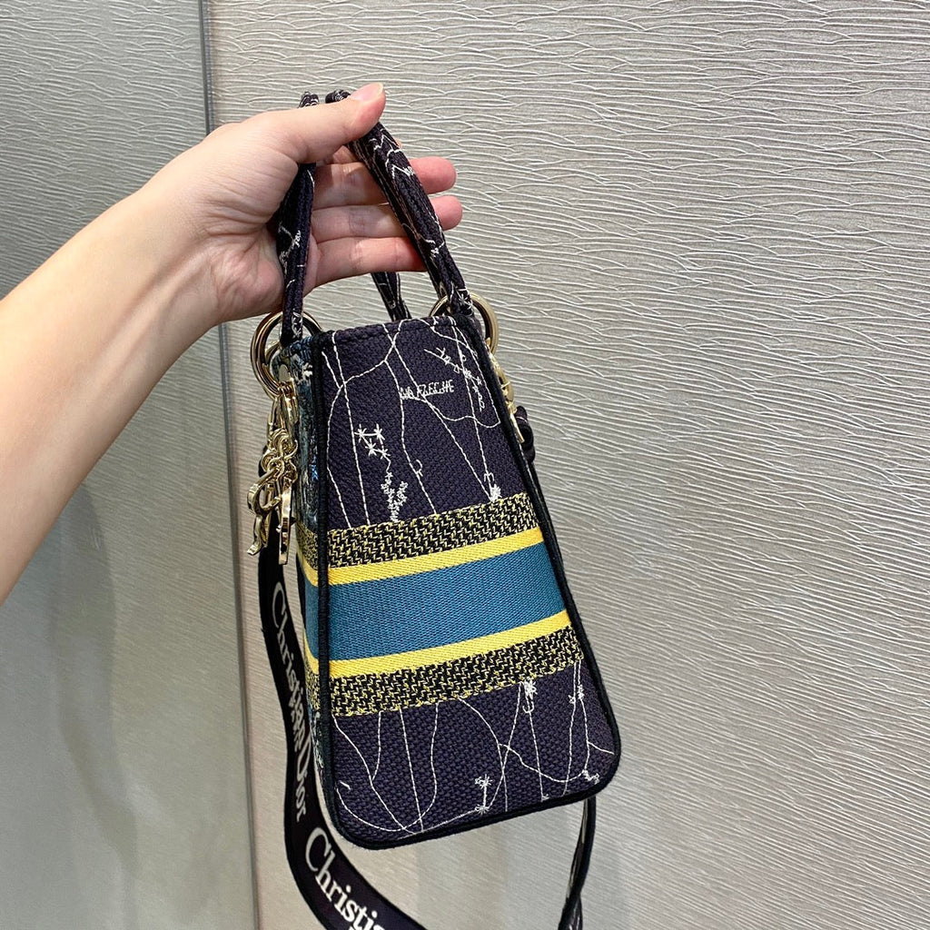 Dior MeDiorum Lady D-Lite Bag Constellation Embroidery, Blue, For Women Women’s Handbags, Crossbody Bags, 24cm CD M0565ORHP_M928