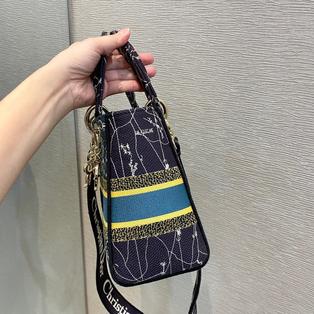 Dior MeDiorum Lady D-Lite Bag Constellation Embroidery, Blue, For Women Women’s Handbags, Crossbody Bags, 24cm CD M0565ORHP_M928