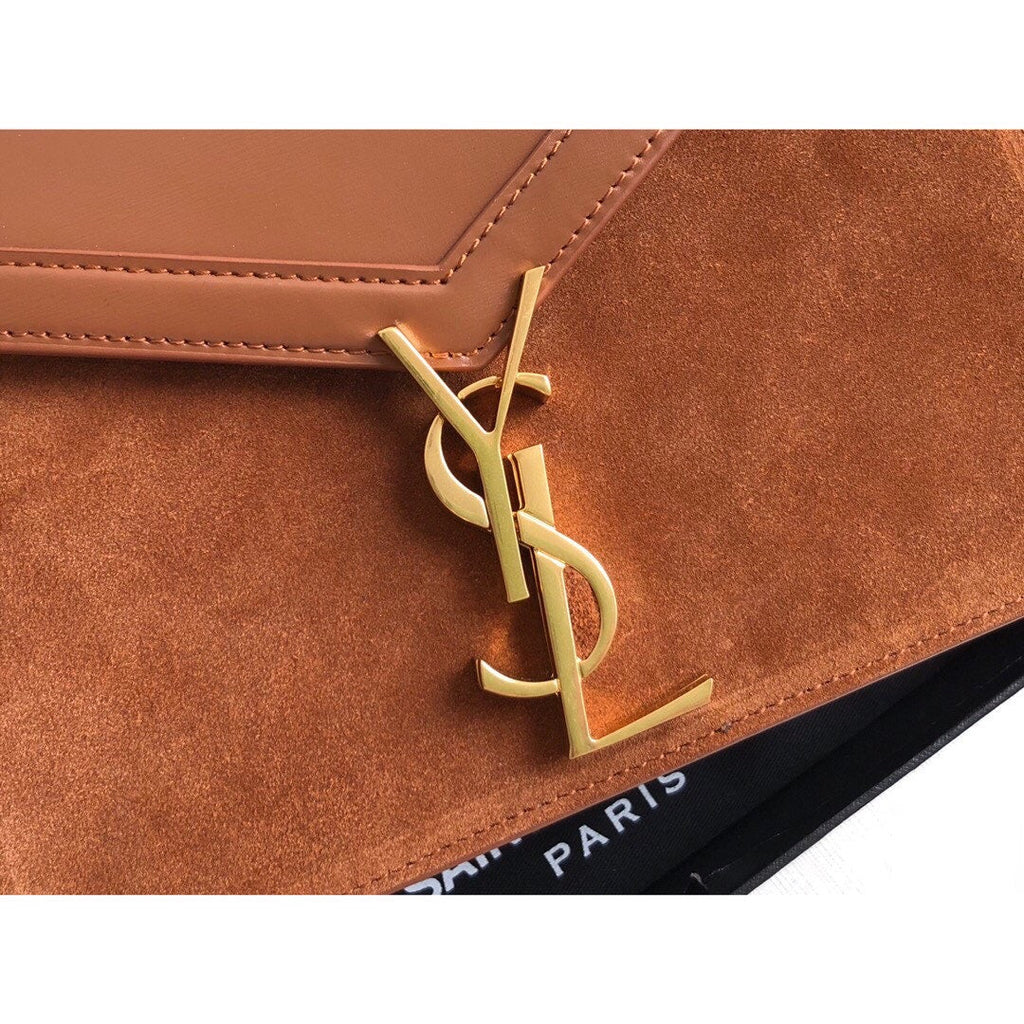 YSSL Cassandra Medium Chain Bag In Box And Velvet Orange For Women 8in/22cm YSL