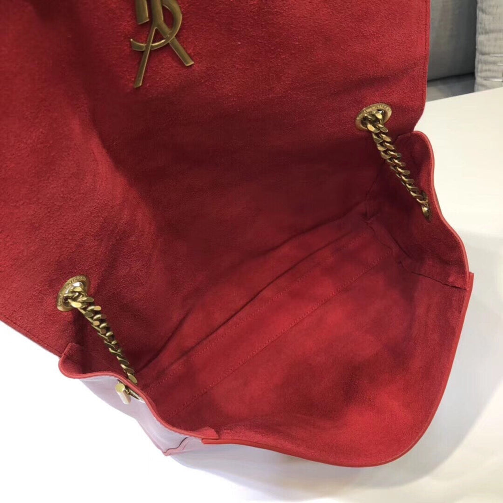 YSSL Kate Medium Chain Bag In Grain De Poudre Red For Women 9in/24cm YSL 364021BOW0J6008