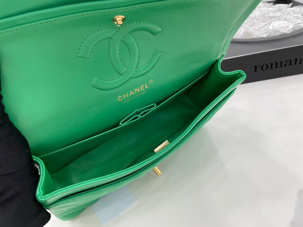Chanel Chevron Mini Rectangular Classic Flap Green Bag For Women 20.5cm/8in