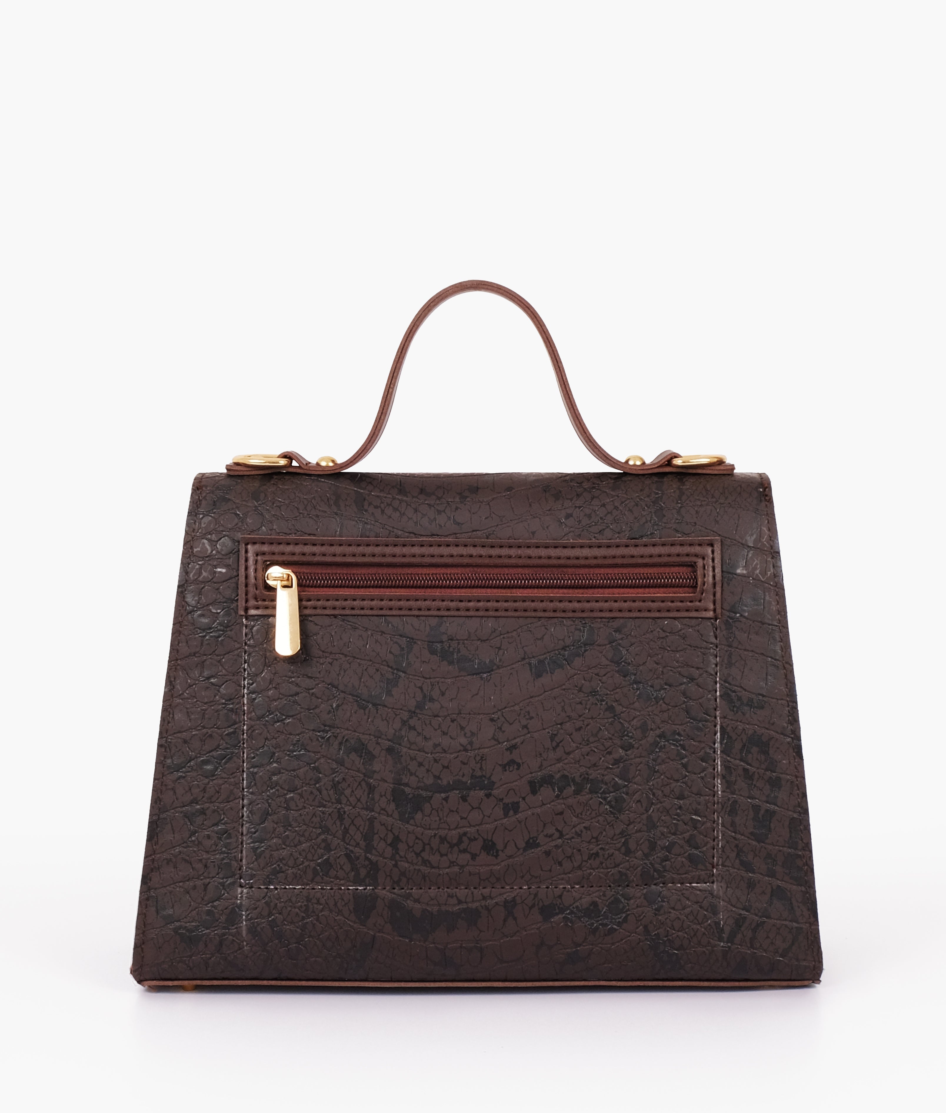 Dark brown crocoDiorle cross-body bag with top-handle