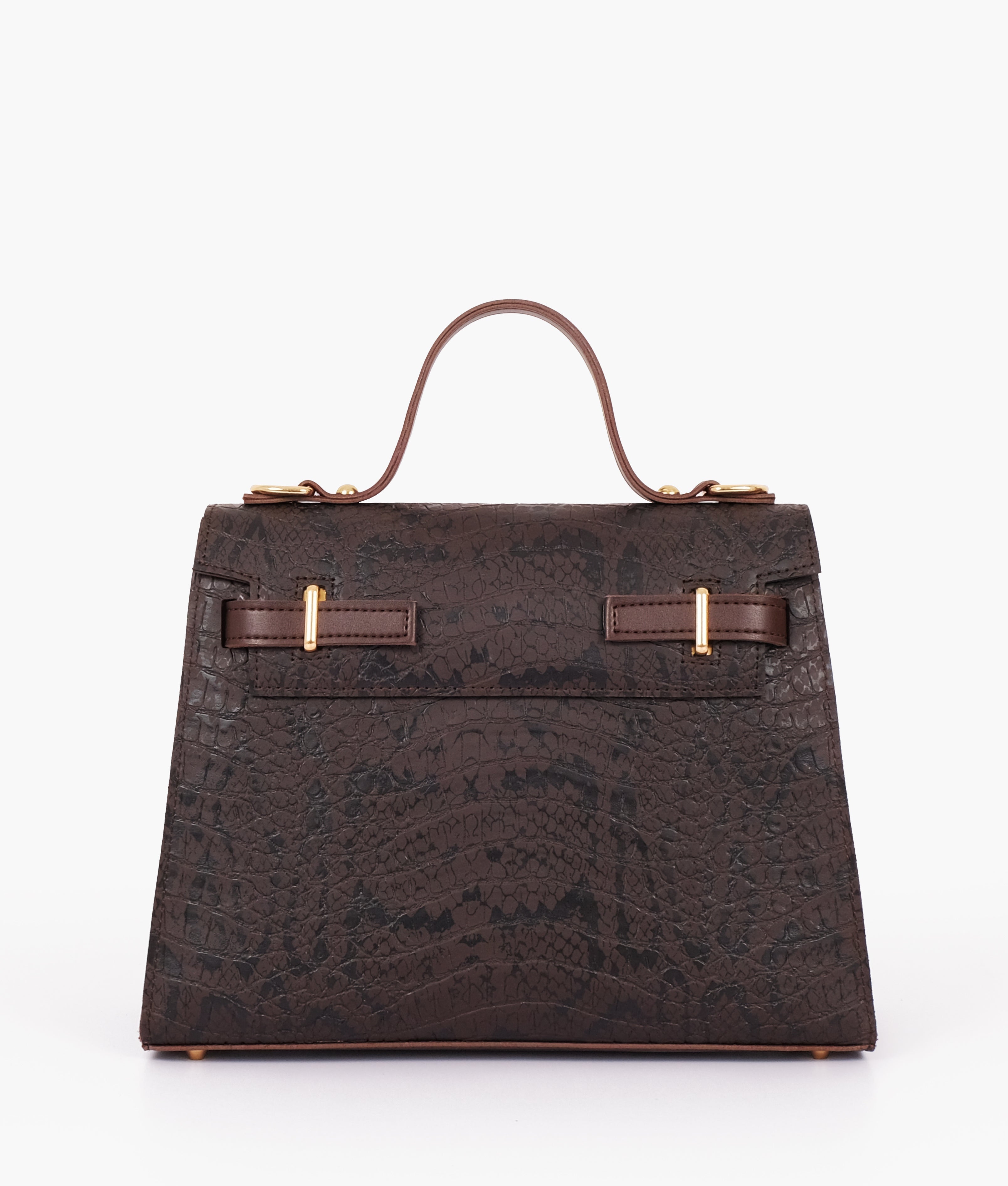 Dark brown crocoDiorle cross-body bag with top-handle