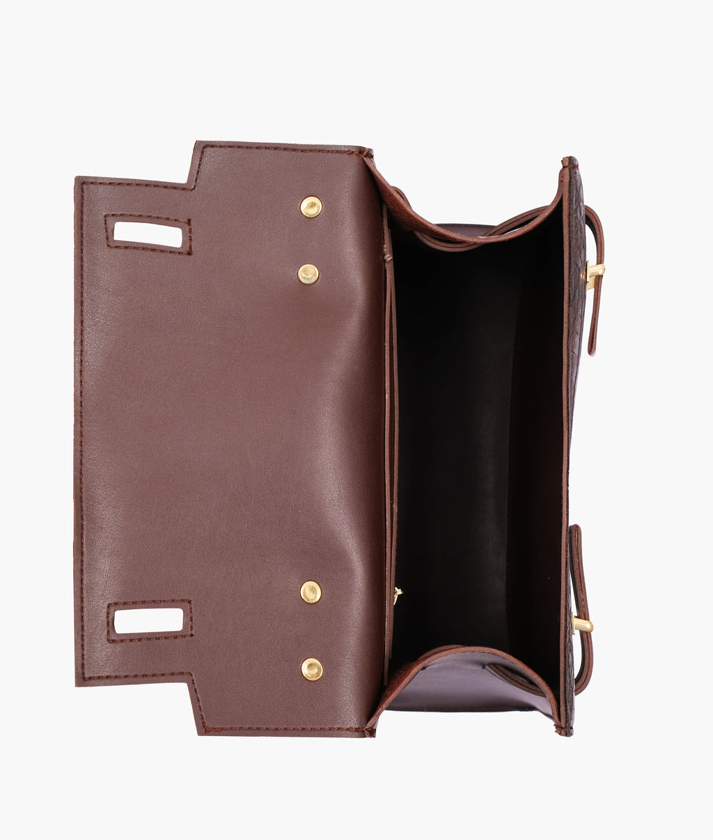 Dark brown crocoDiorle cross-body bag with top-handle
