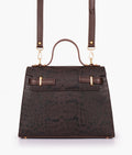 Dark brown crocoDiorle cross-body bag with top-handle