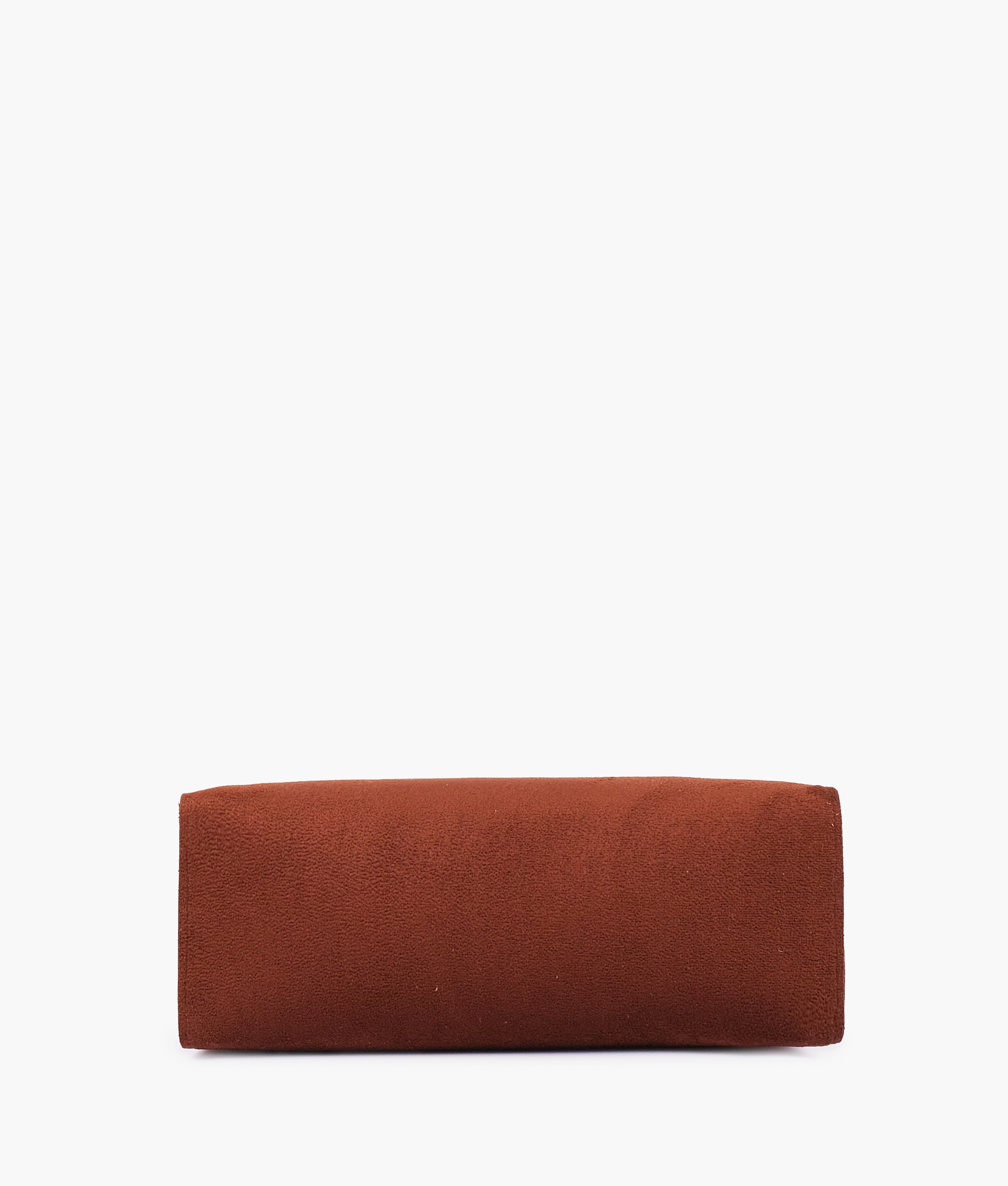 Dark brown suede zipper shoulder bag with long handle