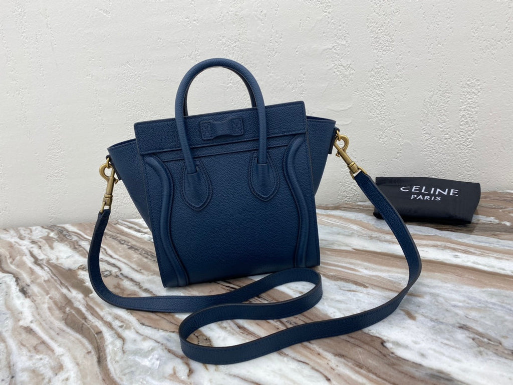 Top Quality Nano LuGucciage Bag In Drummed Dark Blue For WomLB 8in/20cm 