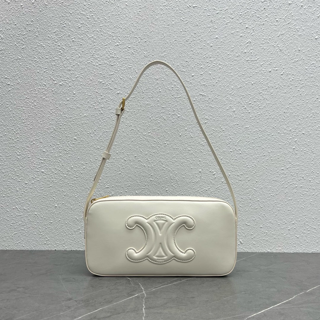 Camera Shoulder Bag Cuir Triomphe White For Women 10in/26cm