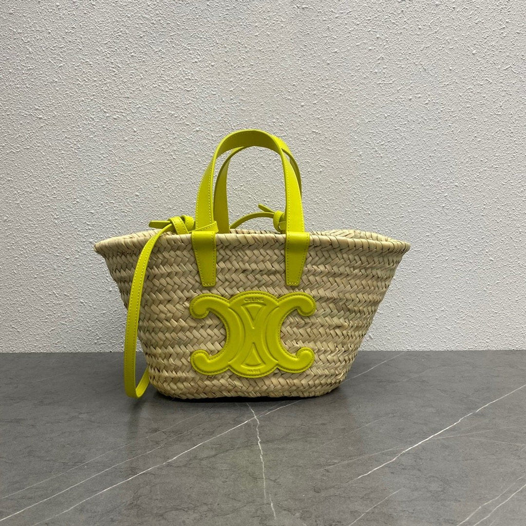 GLAMI Teen Triomphe GLAMI Classic Panier In Palm Leaves And Lizard Yellow For Women 8in/20cm 194004EH4.11CT