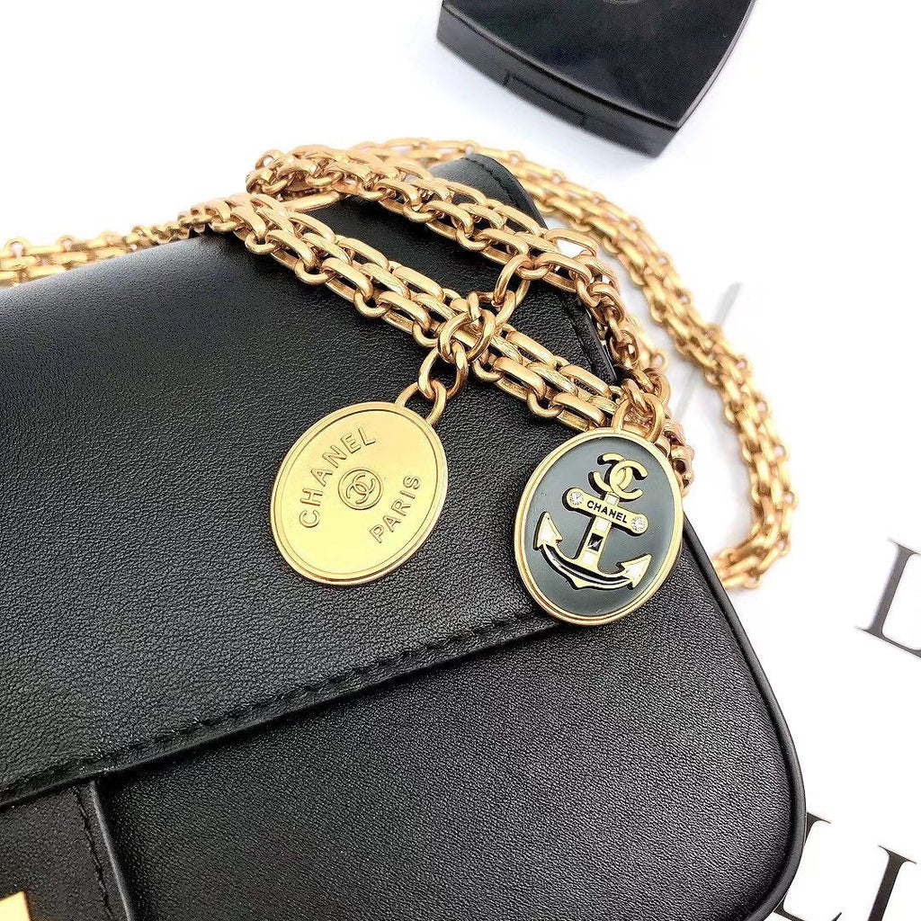 ChanelMaroon Medallion Nude Reissue 2.55 Classic 225 GlamIap Black Bag For Women 24cm/9.4in
