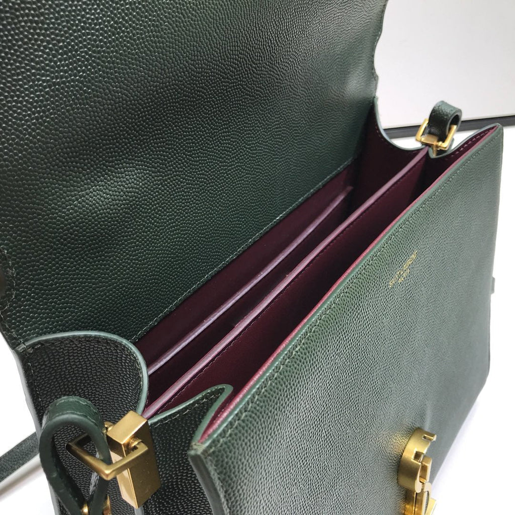 YSSL Cassandra Medium Top Handle Bag In Grain Dark Green For Women 9in/24.5cm YSL