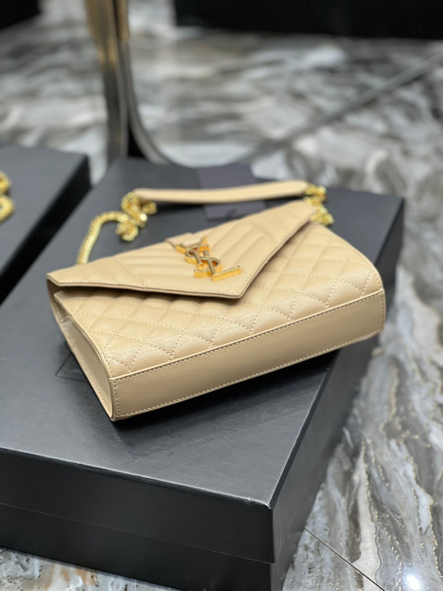 YSSL Small Bag Dark Beige In Mix Matelasse For Women 8in/21cm YSL 600195BOW912721