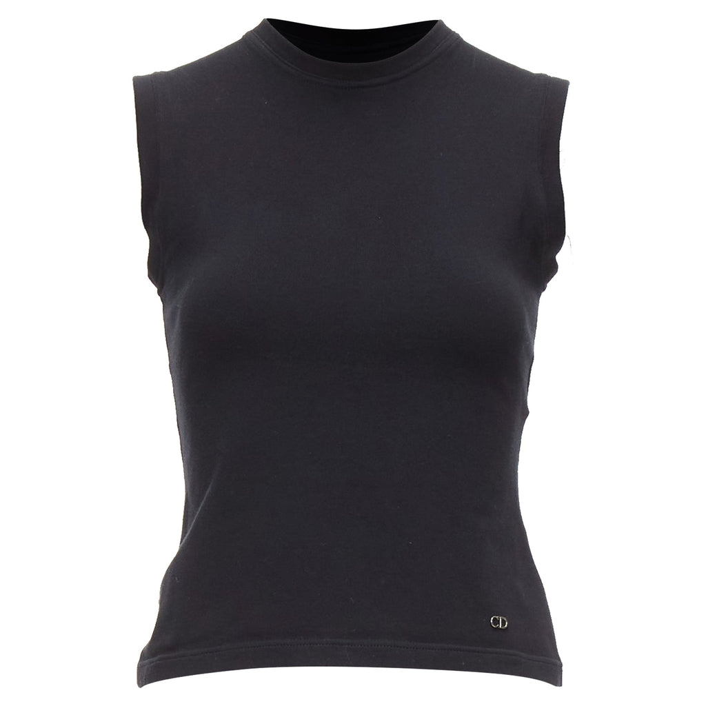 Dior Cotton Silver CD Logo Plate Sleeveless Crew Neck Tank Top