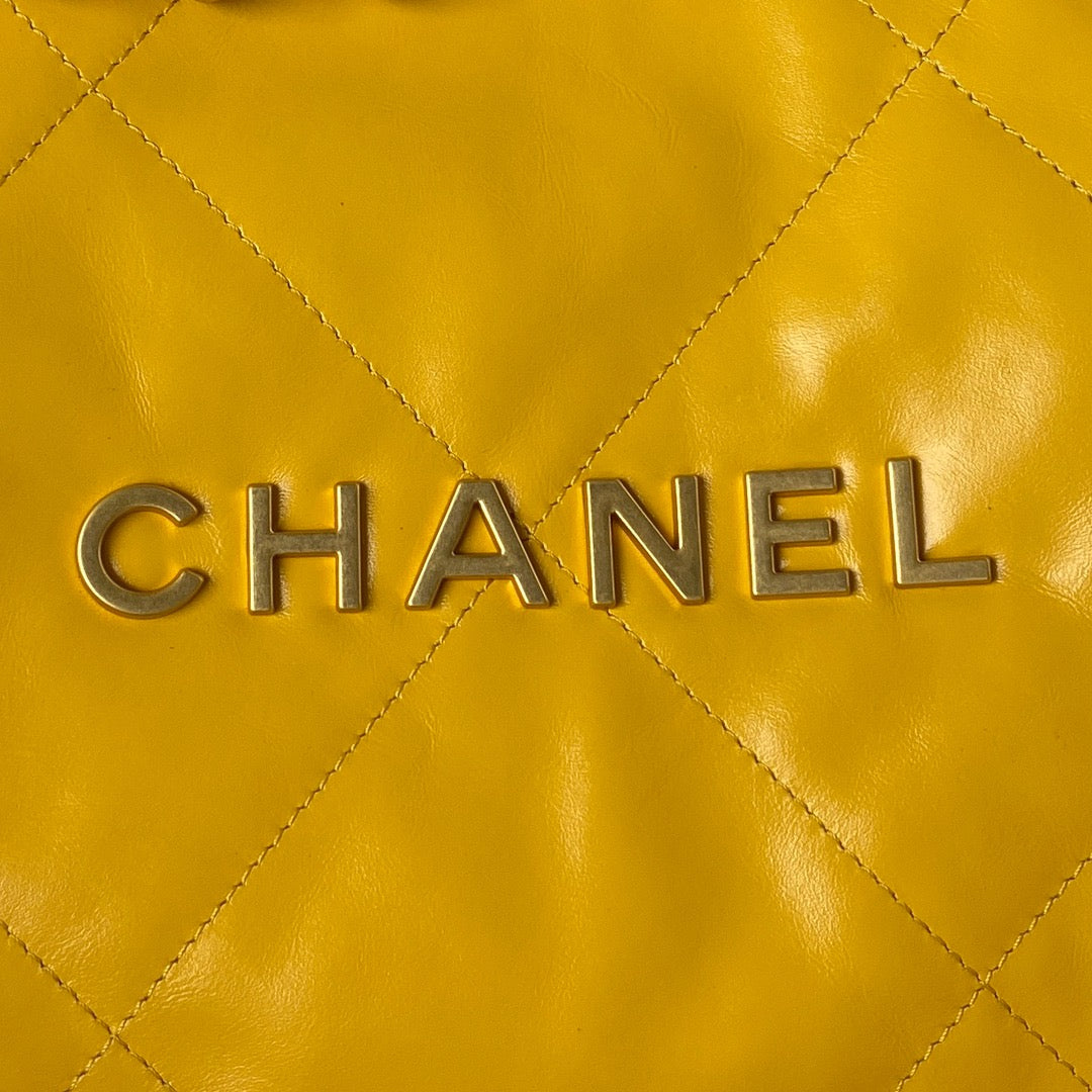 Chanel 22 Handbag Gold Hardware Shiny Yellow For Women Handbags, Shoulder Bags 16.5in/38cm AS3261