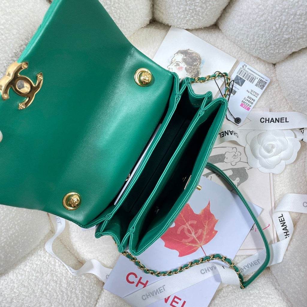 Chanel GlamIap Bag Gold Hardware Green For Women Handbags, Shoulder Bags 7.9in/20cm AS3366