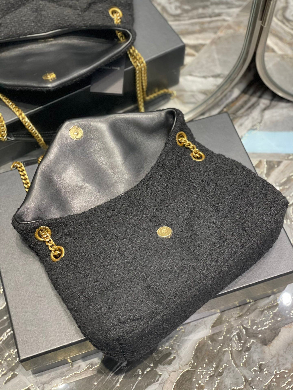 YSSL Puffer Small Chain Bag Black For Women, Women’s Bags 11in/29cm YSLâ