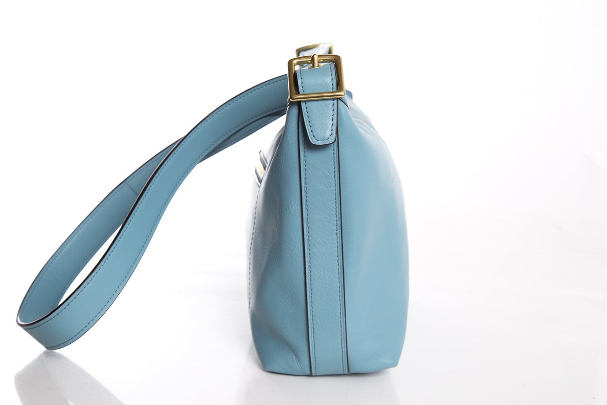 Coach Soft Light Blue Leather Shoulder Bag