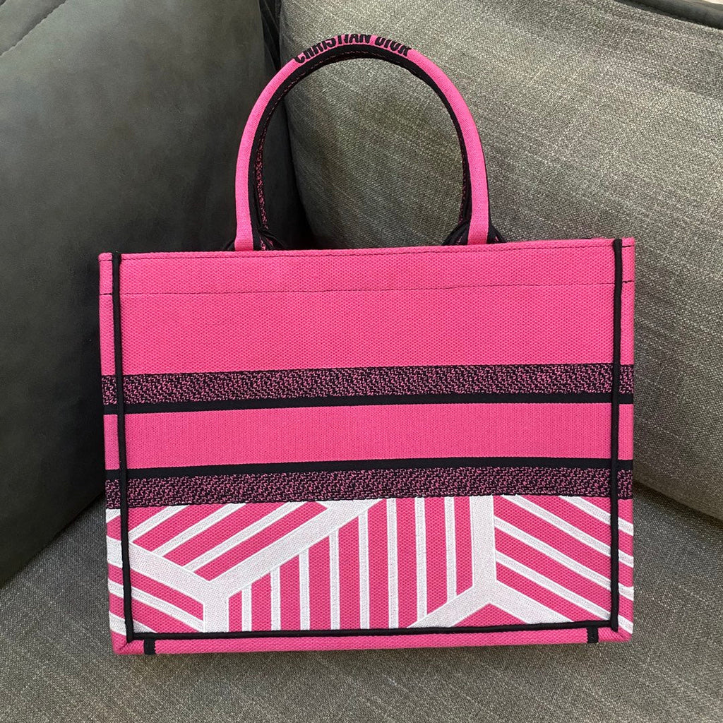 Dior MeDiorum Book Tote Bright Blue and Bright Pink D-Jungle Pop Embroidery, Blue/Pink, For Women Women’s Handbags Shoulder Bags, 36cm CD M1296ZRON_M885