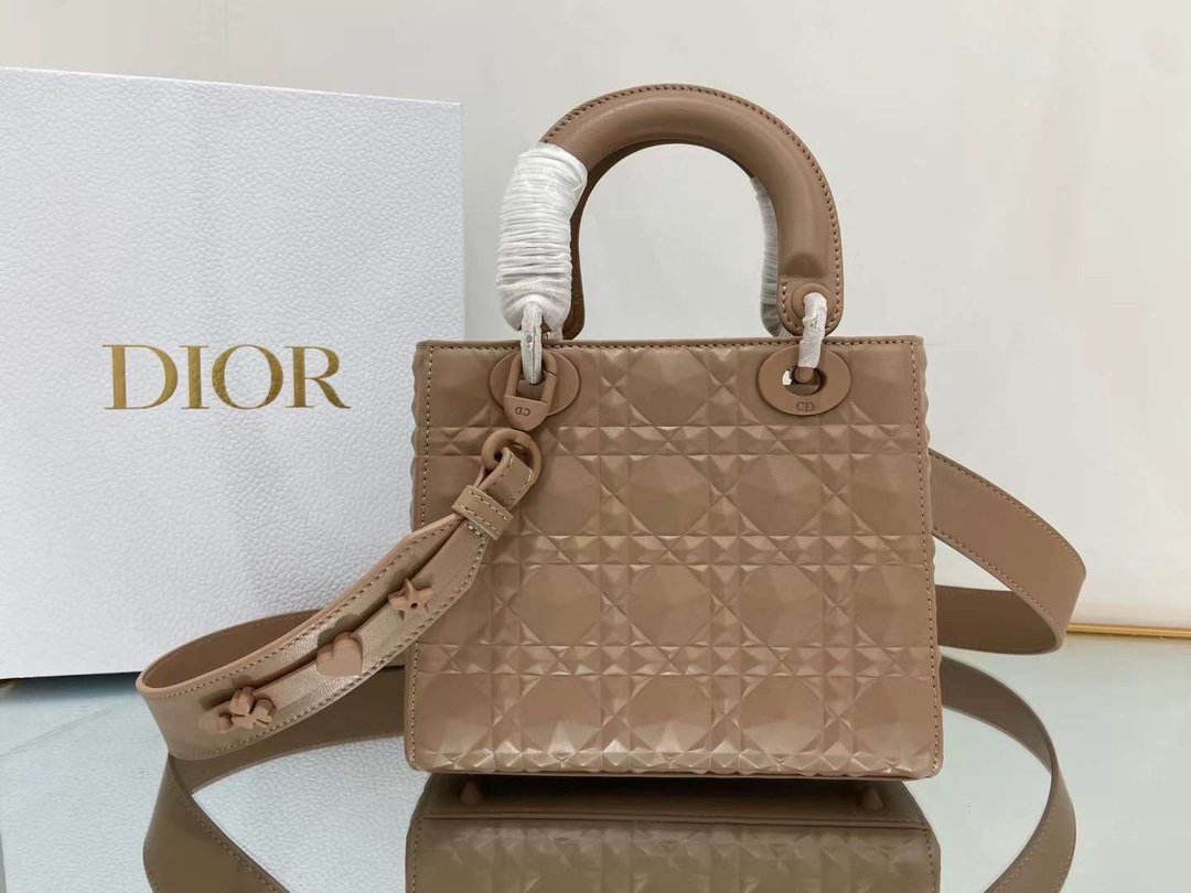 Dior MeDiorum Lady Bag Cannage with Beaded Motif, Brown, For Women Women’s Handbags, Crossbody Bags, 20cm CD