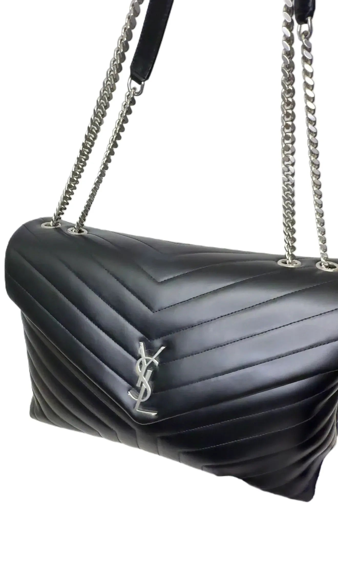 Saint Laurent Small Monogram Matelasse LouLou Bag - Black Shoulder B8-44