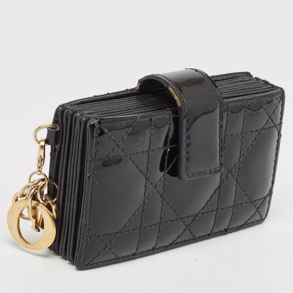 Dior Black Cannage  Leather Lady Dior 5 Gusset Card Holder..
