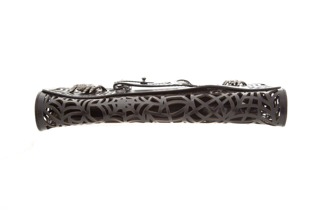Perrin Black Spider Web Le Cabriolet Leather Clutch