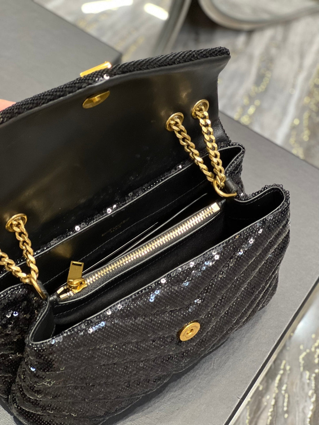 Top Quality Loulou Small Chain Bag Black For Women, Women’s Bags 9in/23cm YSL 494699FAAER1000